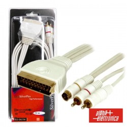 Cabo Silver Plus Svhs / 2Rca / Scart Macho 3M Blister