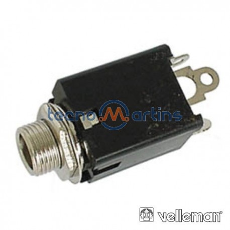 Ficha Jack 6.35mm Fêmea St p/ Chassis c/ Interruptor