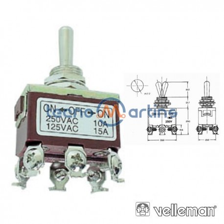 Interruptor Alavanca Maxi Dpdt On-Off-On 10A/250V