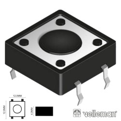 Interruptor Micro Switch 12X12mm Altura 4.3mm Velleman