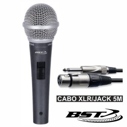 Microfone Dinâmico Unidireccional c/ Cabo 70Hz-16Khz Bst