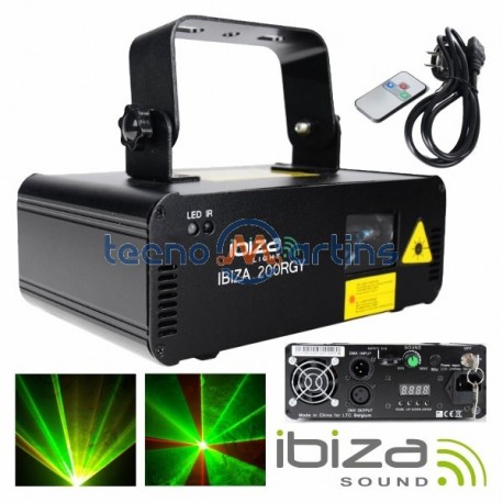 Laser 200Mw Vermelho/Verde/Amarelo Dmx Mic Comando Ibiza