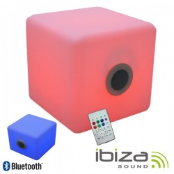 Coluna Bluetooth 3" 5W Cubo 12 LEDs Rgb Comando Ip44 Ibiza