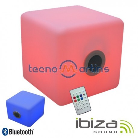 Coluna Bluetooth 4" 10W Cubo 15 LEDs Rgb Comando Ip44 Ibiza