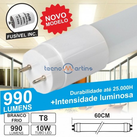 Lâmpada LED Tubular T8 10W 60cm Branco Frio 990Lm