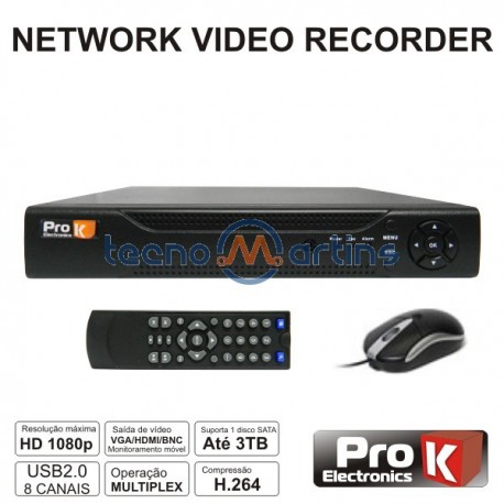 Vídeo-Gravador Digital Ip 8 Canais H264 Ethernet Prok