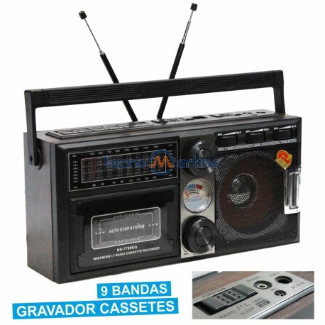 Rádio Portátil Fm/Am/Ol c/ Gravador Cassetes
