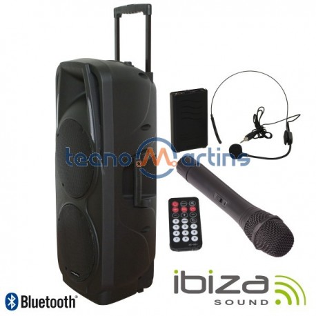 Coluna Amplificada 2X10" 600W Usb/Bt/Sd/Bat Preta Ibiza