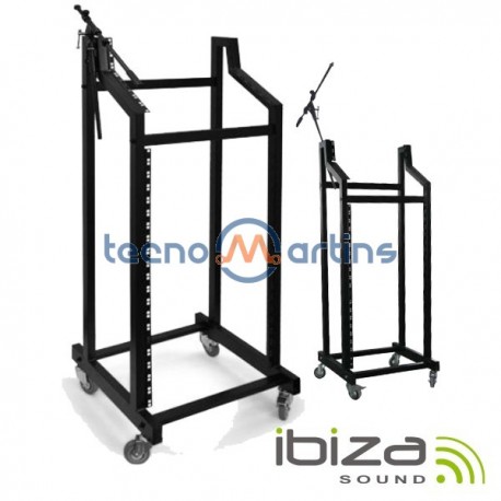 Suporte Rack 19" c/ Suporte Microfone/Rodas 1.46M 60Kg Ibiza