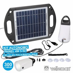 Kit Solar c/ Painel Carregador E Lâmpadas Velleman
