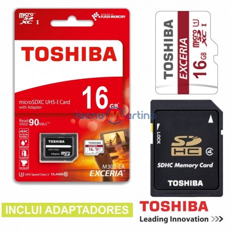 Cartão de Memória Micro Sd 16Gb C10 c/Adaptadores Toshiba