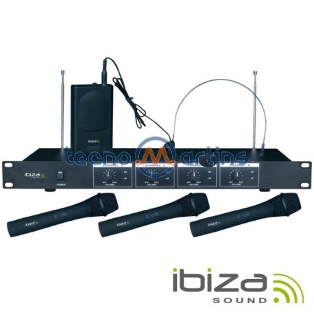 Central Microfone S/Fios 4 Canais Vhf 201.1~207.5Mhz Ibiza