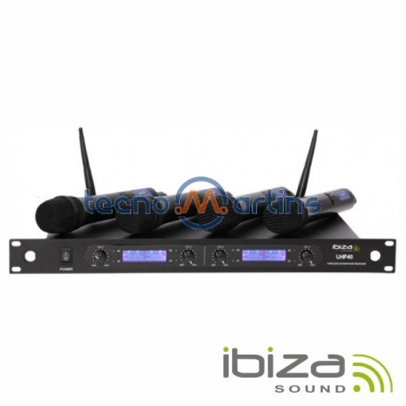 Central Microfone S/Fios 4 Canais Uhf 520~524.9Mhz Ibiza