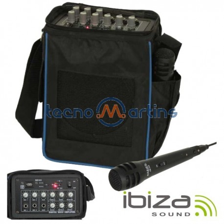Sistema Som Portátil 20W 12V/230V Usb/Bat/Microfone Ibiza