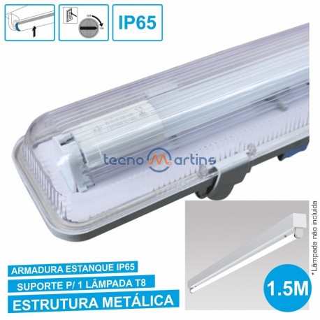 Armadura Estanque 1.5M p/ Lâmpada LED Tubular T8