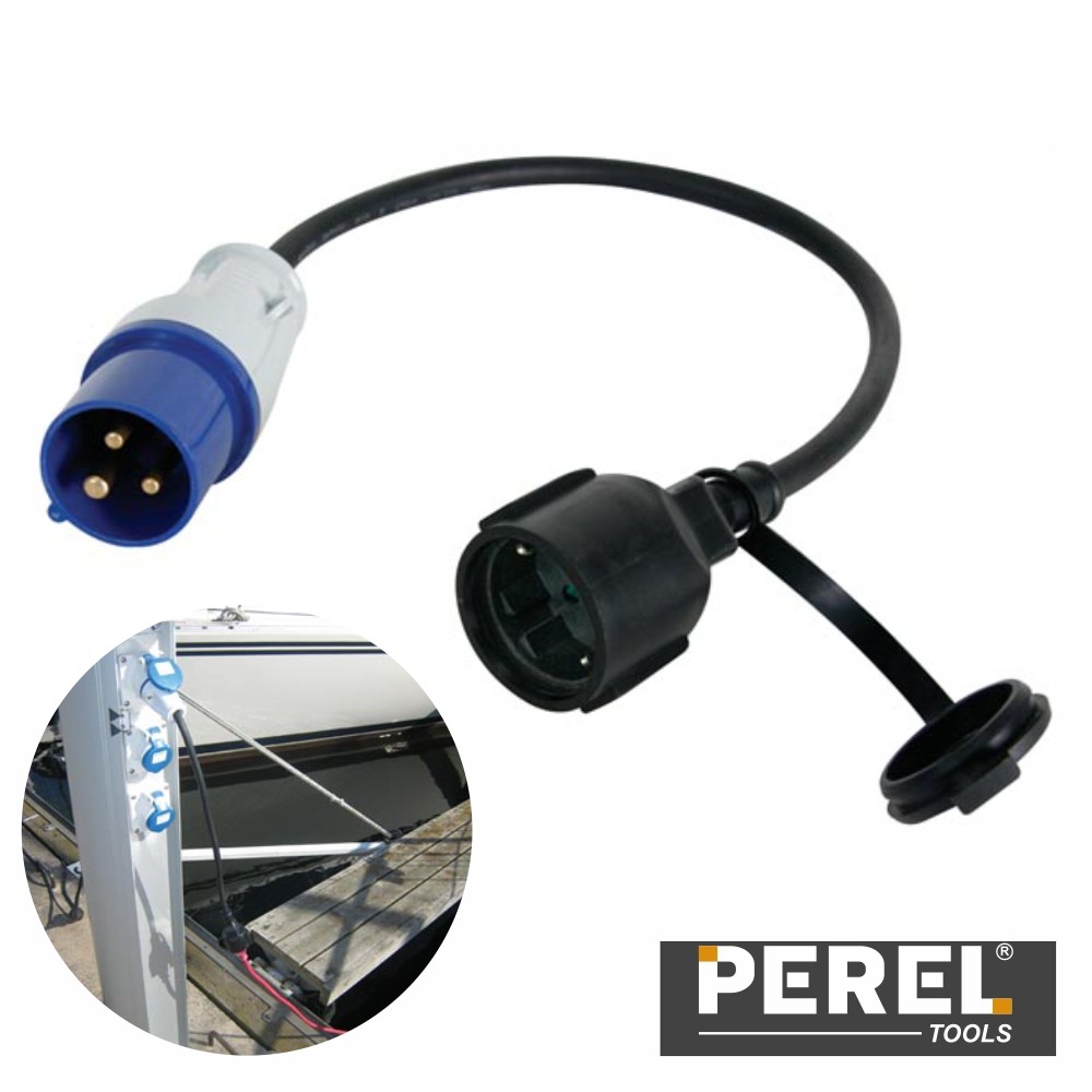 Perel ECEEA2-G - Câble adaptateur avec prise schuko vers fiche cee