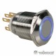 Interruptor Redondo de Metal Spdt 1No 1Nc Anel Azul 19mm