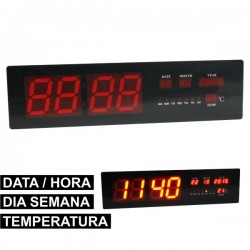 Relógio de Parede c/Termómetro e Data a LEDs