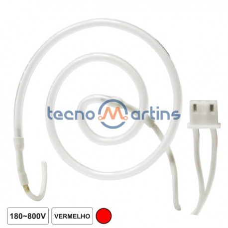 Lâmpada Tubular 180-800V Néon Espiral Vermelho