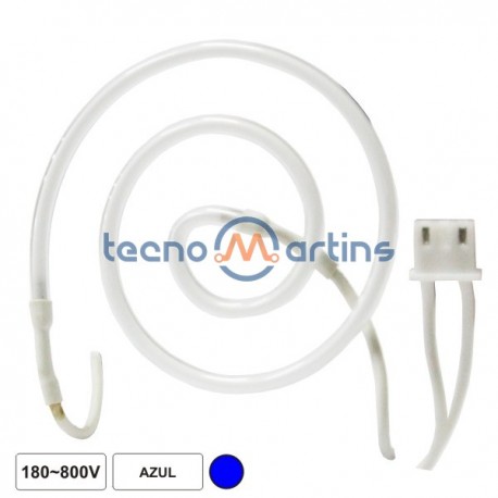 Lâmpada Tubular 180-800V Néon Espiral Azul