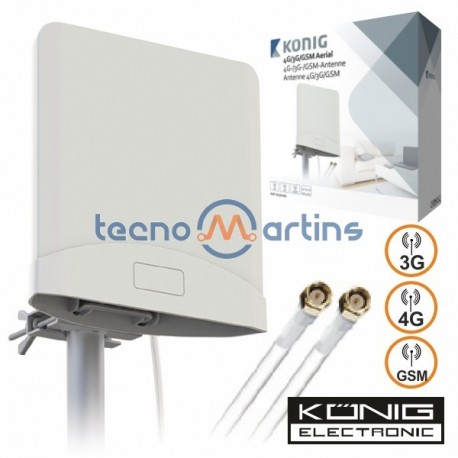 Antena 4G/3G/Gsm Amplificada c/2 Cabos 2.5M Konig