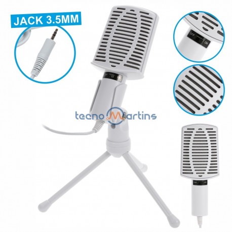 Microfone Retro Ficha Jack 3.5mm c/ Suporte