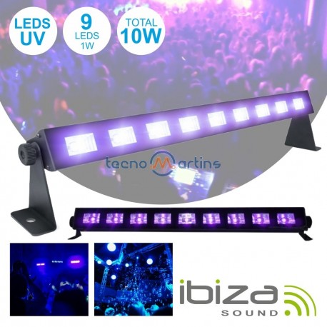 Barra LEDs Uv c/ 9 Leds Uv 1W E Suporte Ibiza