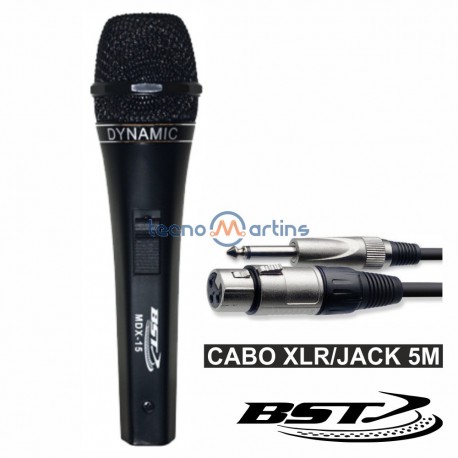 Microfone Dinâmico Unidireccional c/ Cabo 45Hz-17Khz Bst