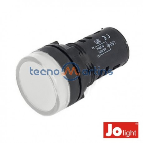 Luz Piloto Redondo de Painel 29mm 12V Branco Jolight