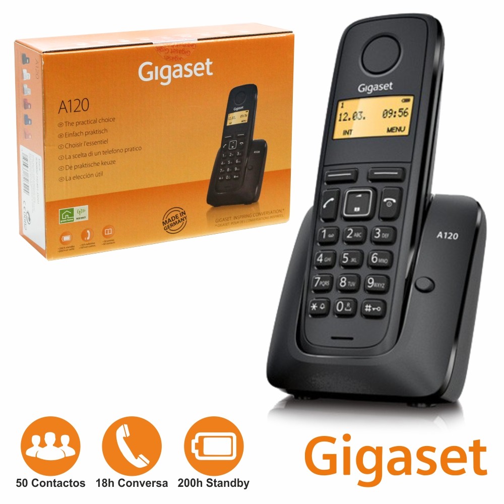 Telefone S/ Fios A120 Preto Gigaset - TecnoMartins.pt