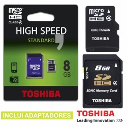 Cartão de Memória Micro Sd 8Gb c/Adaptadores Toshiba