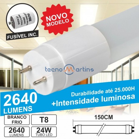 Lâmpada LED Tubular T8 24W 150cm Branco Frio 2640Lm