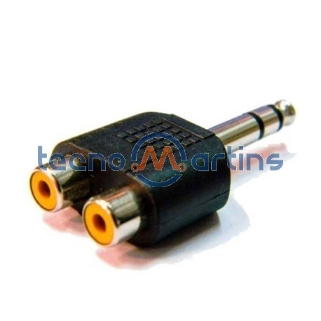 Ficha Adaptadora Jack 6.35mm Macho Stereo / 2 Rca Fêmea