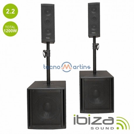 Conjunto de Som BI-Amplificado USB/SD/BT 1200WMÁX - IBIZA