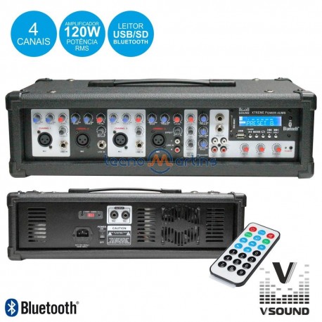 Amplificador Áudio Profissional 4 Canais 120W - VSOUND
