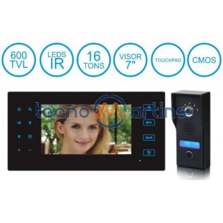 Vídeo Porteiro C/ LCD 7" Cores LEDS IR Touchpad CMOS 600L