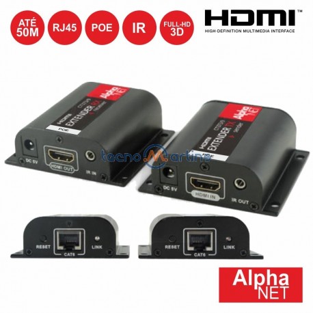 Receptor e Transmissor HDMI via RJ45 CAT6 50m - ALPHANET