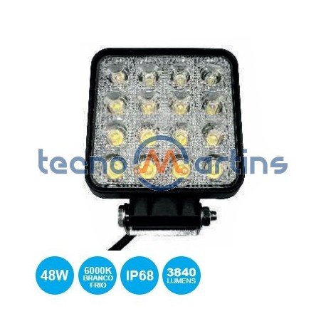 Projector Led 16x3W 9..60V Ip68 6500K 3840lm P/ Auto