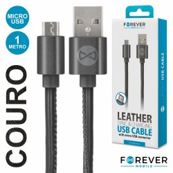 Cabo USB-A 2.0 Macho / Micro USB-B Macho Couro 1M - FOREVER