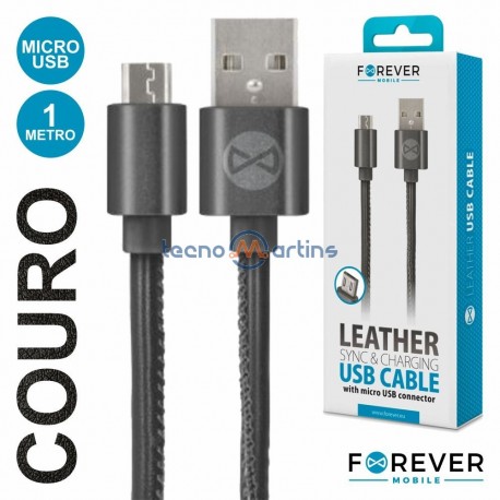 Cabo USB-A 2.0 Macho / Micro USB-B Macho Couro 1M - FOREVER