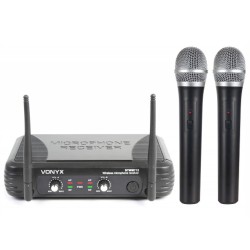 Microfone Central S/ Fios com 2 Mic de Mão VHF 2 Canais - VONYX STWM712