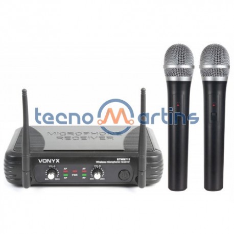Microfone Central S/ Fios com 2 Mic de Mão VHF 2 Canais - VONYX STWM712