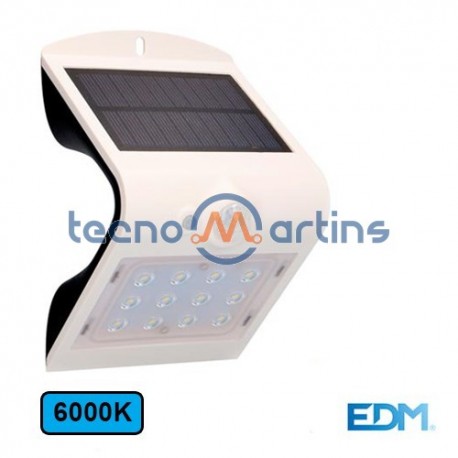 Aplique LED 1.5w 6000k 220lm Solar C/ Bateria Recargavel Solar - EDM