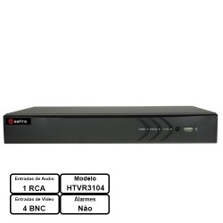 Gravador DVR de Vídeo 5em1 4CH HD-TVI / HDCVI / AHD / CVBS / 1 IP (/1080pLite/720p) - Safire HTVR3104