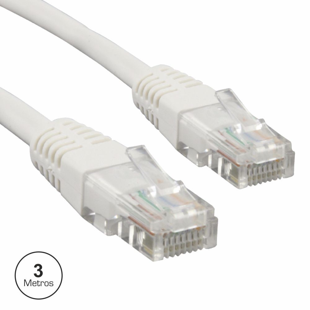 Cabo de Rede RJ45 Cat6 U/UTP 3mt - Cinzento - TecnoMartins.pt