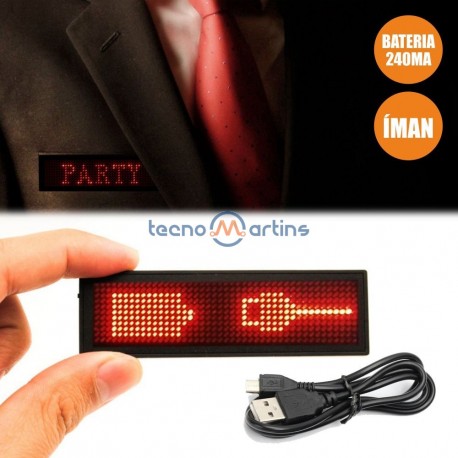 Placa Mensagem Rolante LED Distintivo com Bateria