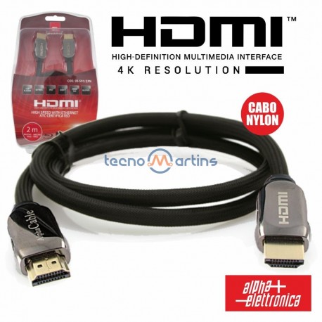 Cabo Hdmi (HDTV) M/M 2.0 4K Pro Nylon Dourado - 2mt