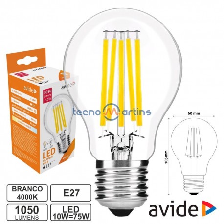 Lampada LED Filamento E27 9w Globo 4000k 1070lm - Avide