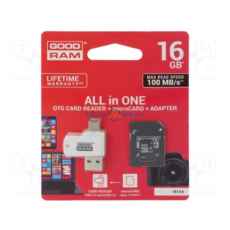 Goodram 16GB MicroSD C/ Adaptadores SD e PEN USB/OTG