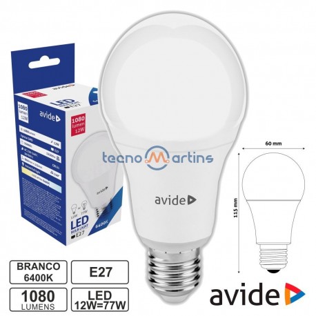 Lampada LED E27 Globo C60 12W 6400K - Avide